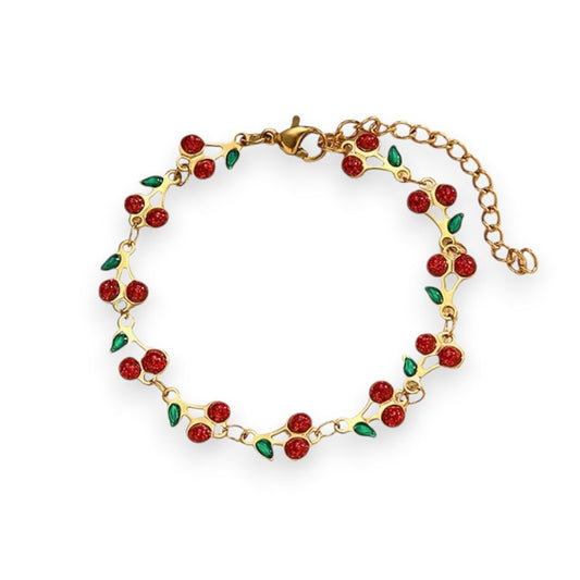 Glitter Cherry Link Bracelet