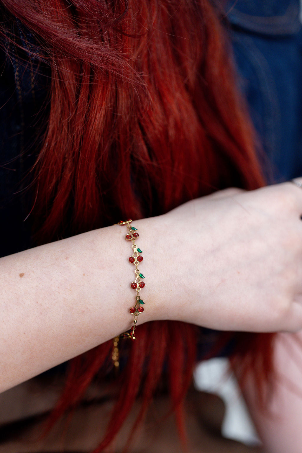Glitter Cherry Link Bracelet