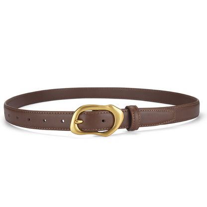 Molten buckle belt in chestnut brown & gold - Medium