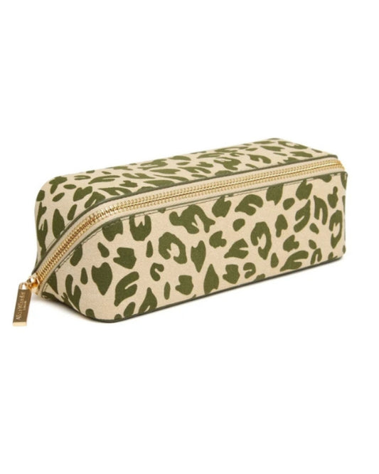 Olive Leopard - Small Train case