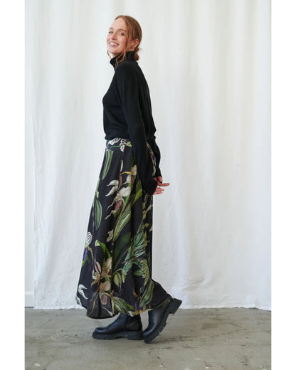 Orchid Black A-line Maxi Skirt M/L