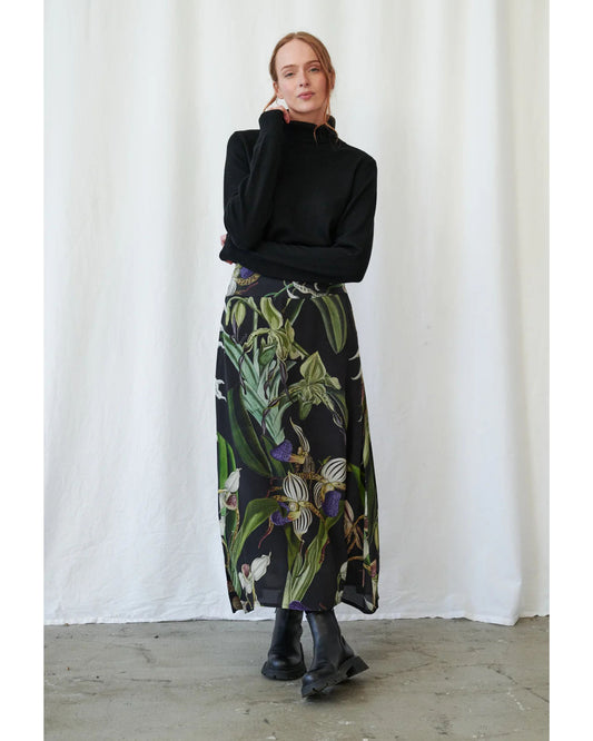 Orchid Black A-line Maxi Skirt S/M