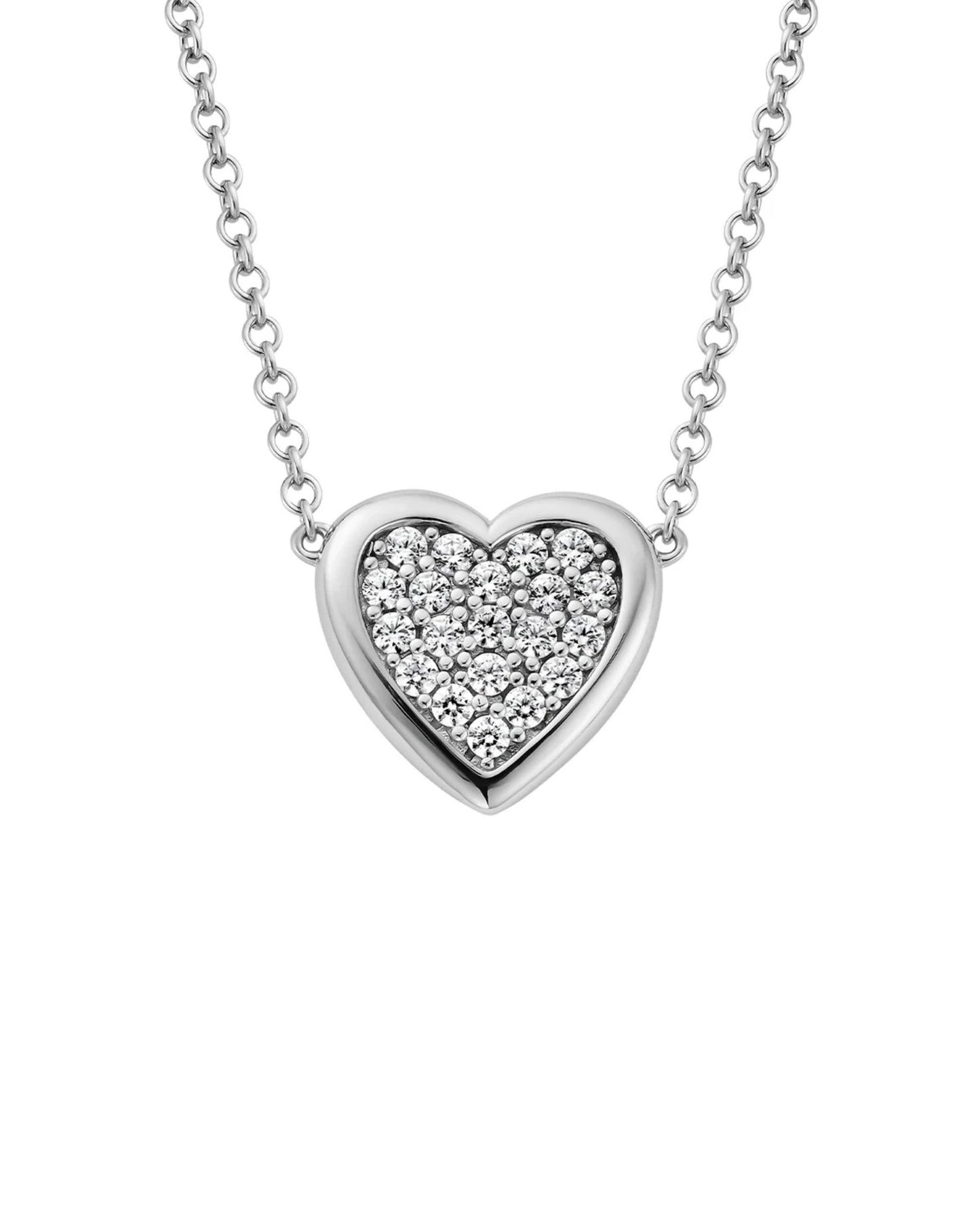 Forever Yours Sterling Silver Love Heart Necklace with Swarovski Zirco