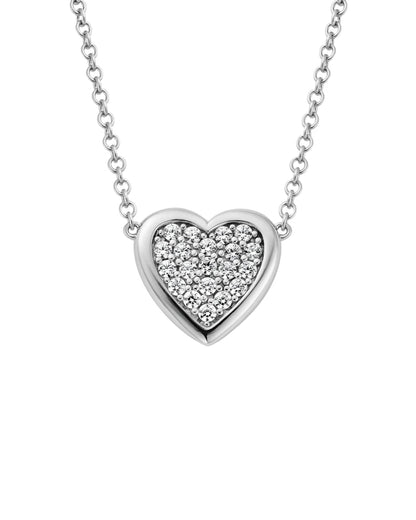 Forever Yours Sterling Silver Love Heart Necklace with Swarovski Zirco