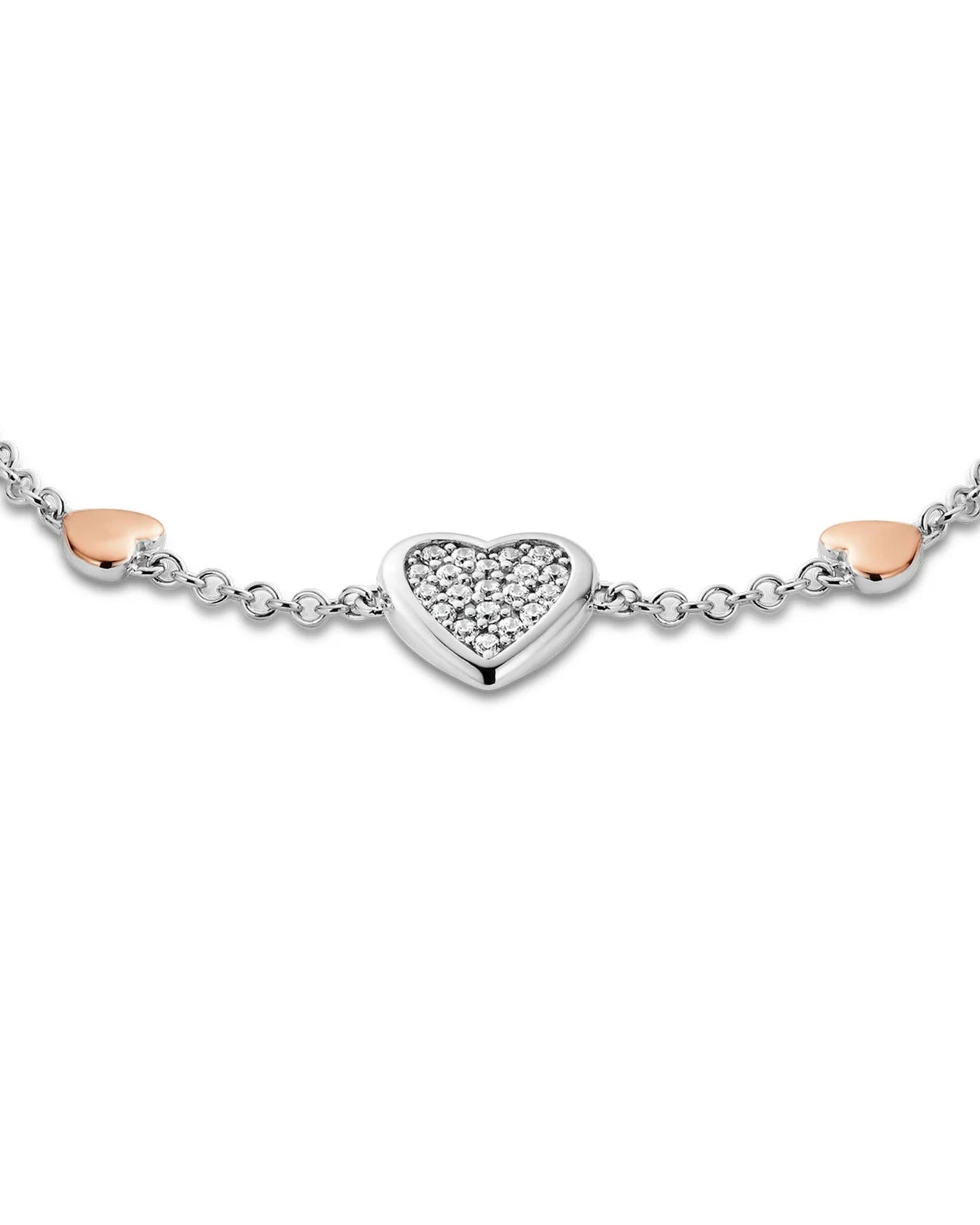 Forever Yours Sterling Silver Love Heart Bracelet with Swarovski Zirco
