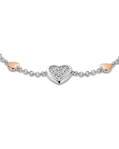 Forever Yours Sterling Silver Love Heart Bracelet with Swarovski Zirco