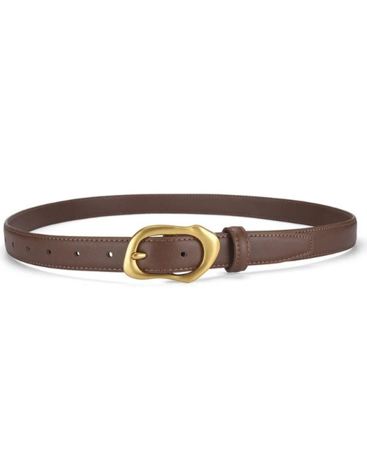Molten buckle belt in chestnut brown & gold - Medium