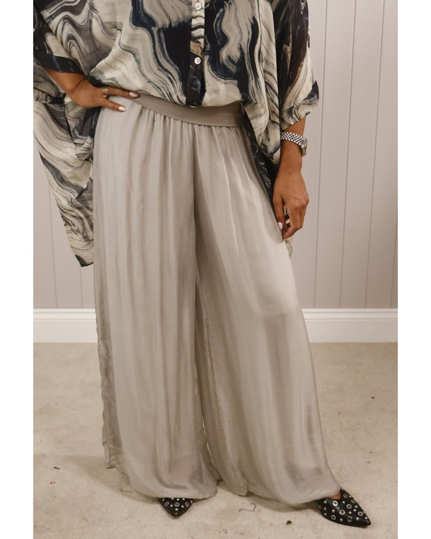 Silk Fold Over Band Trouser