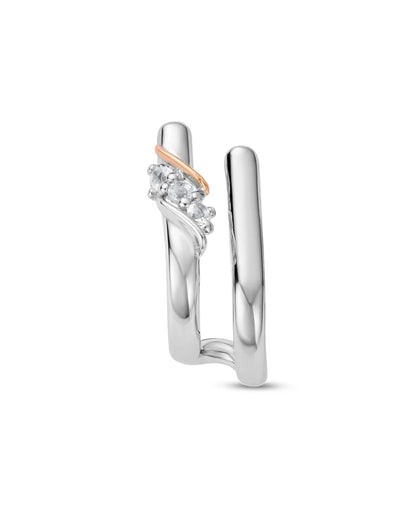 Past Present Future Sterling Silver Curve Stud Earrings with Topaz