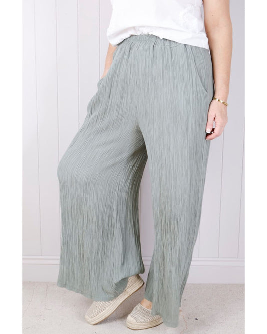 Crinkle Tie Trouser - Khaki