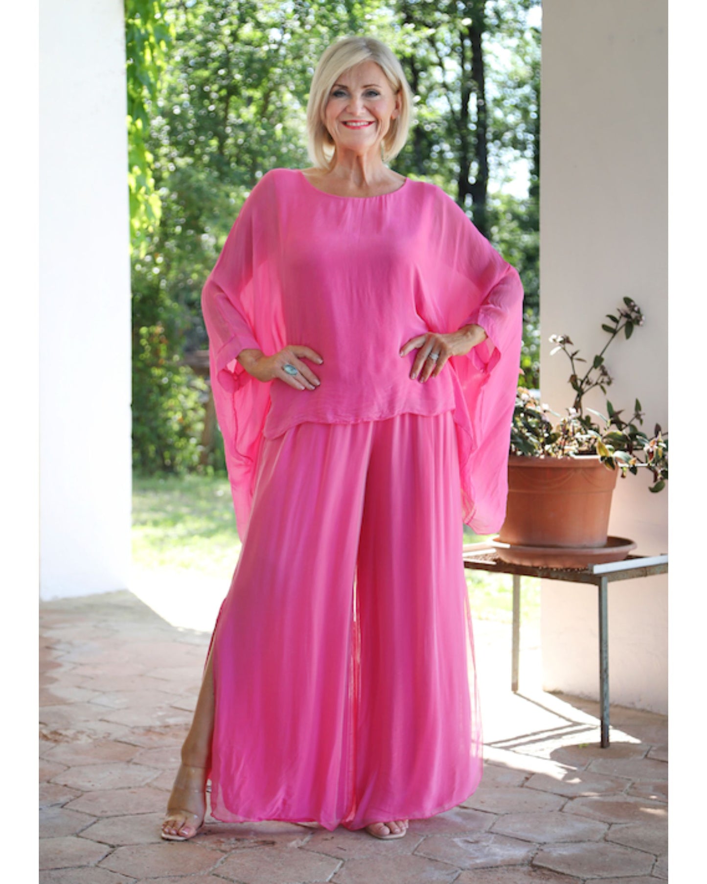 Silk Fold Over Band Trouser