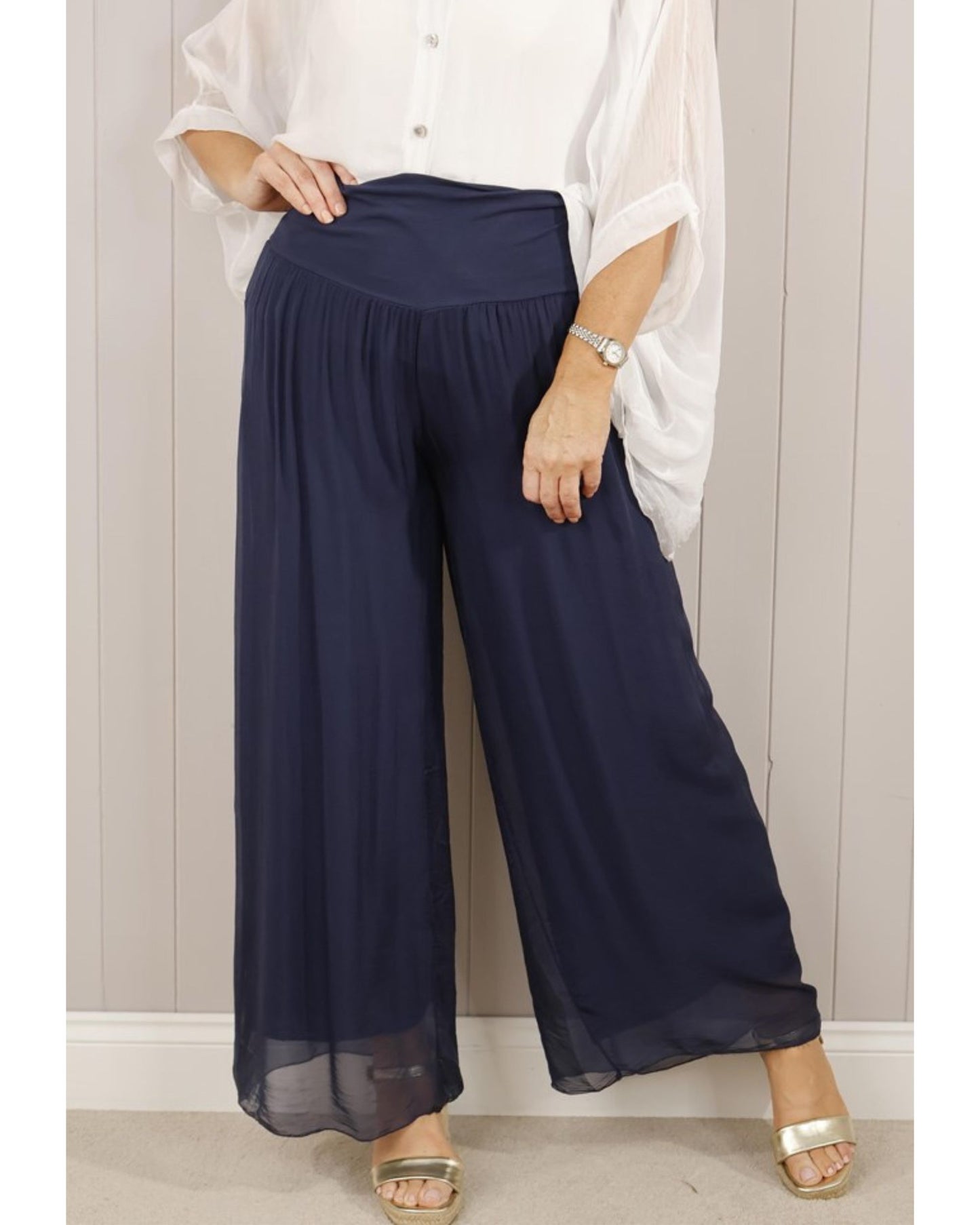 Silk Fold Over Band Trouser