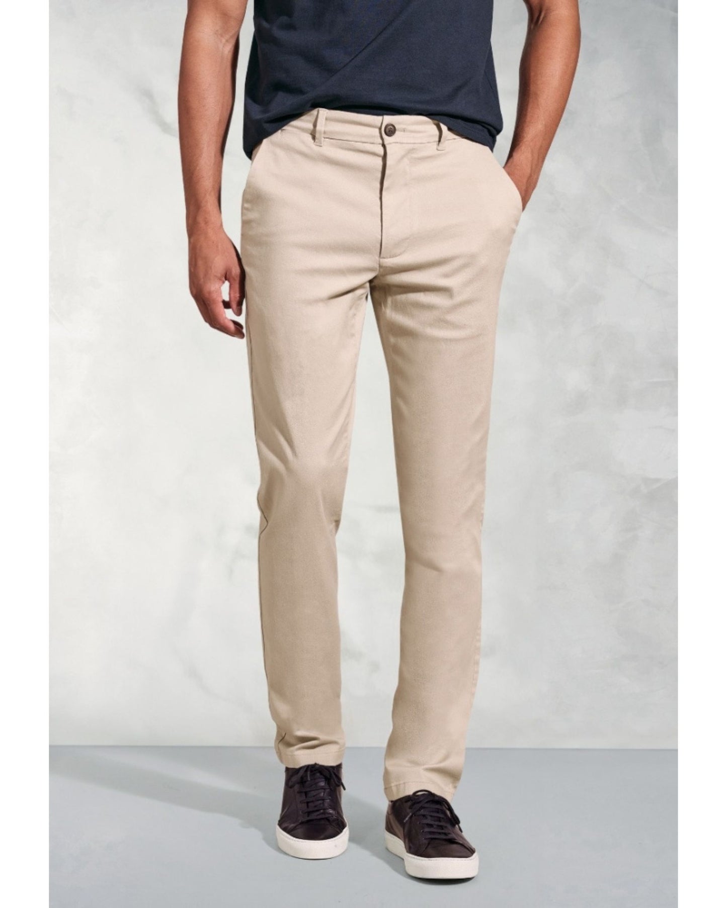 Tailored Fit Holland Stone Cotton Stretch Trousers