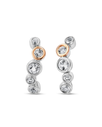 Celebration Sterling Silver Curved Stud Earrings with Topaz