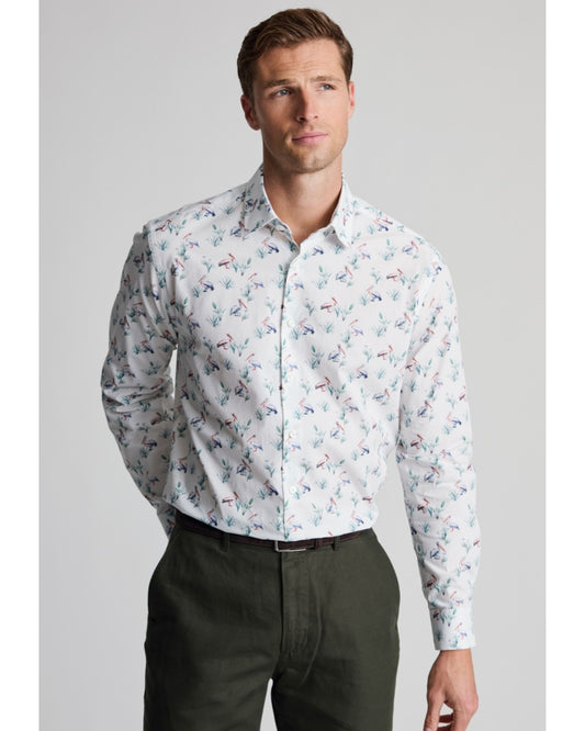 White Pelican Print Shirt