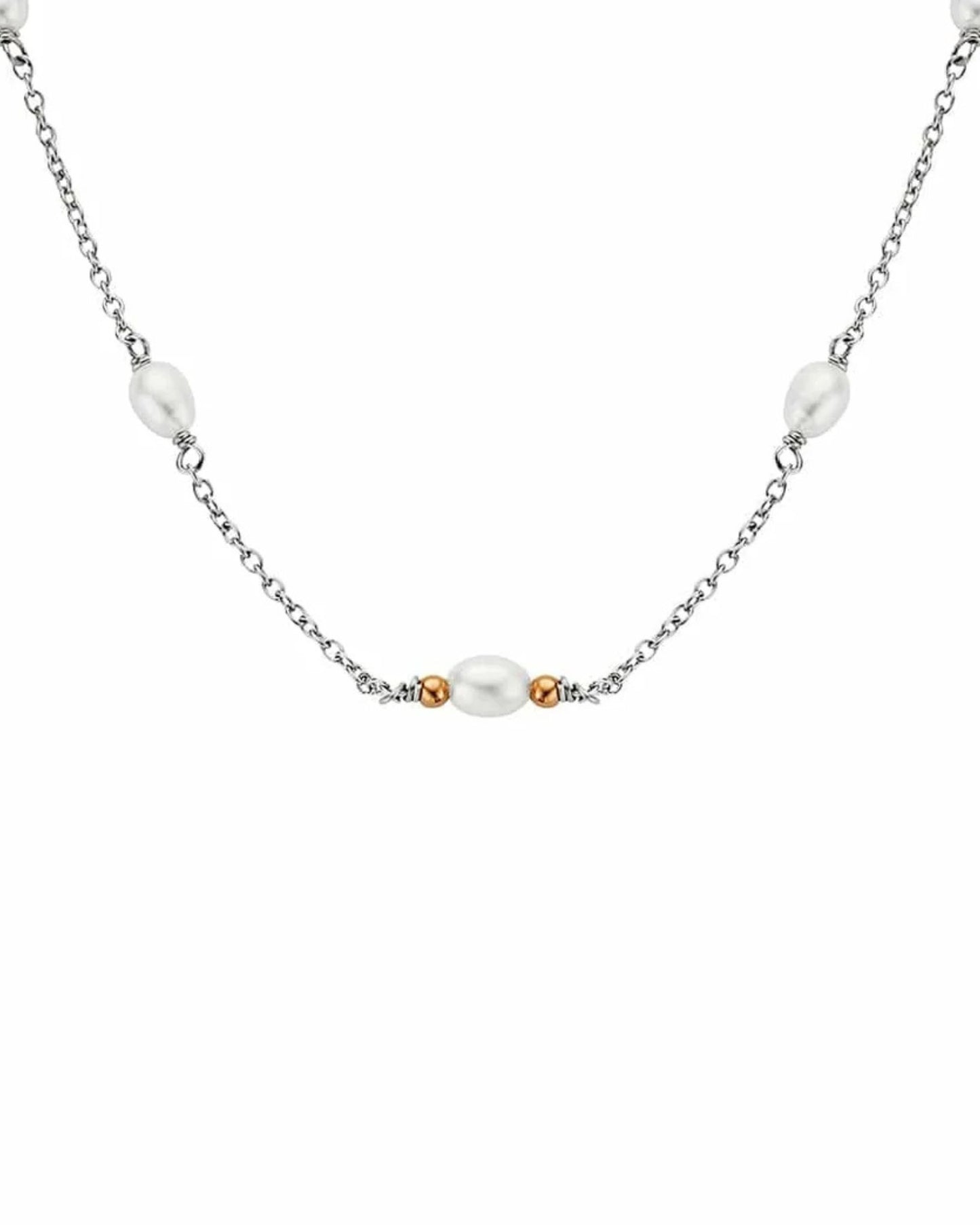 Nature's Wonder Sterling Silver Beachcomber Choker with Pearls