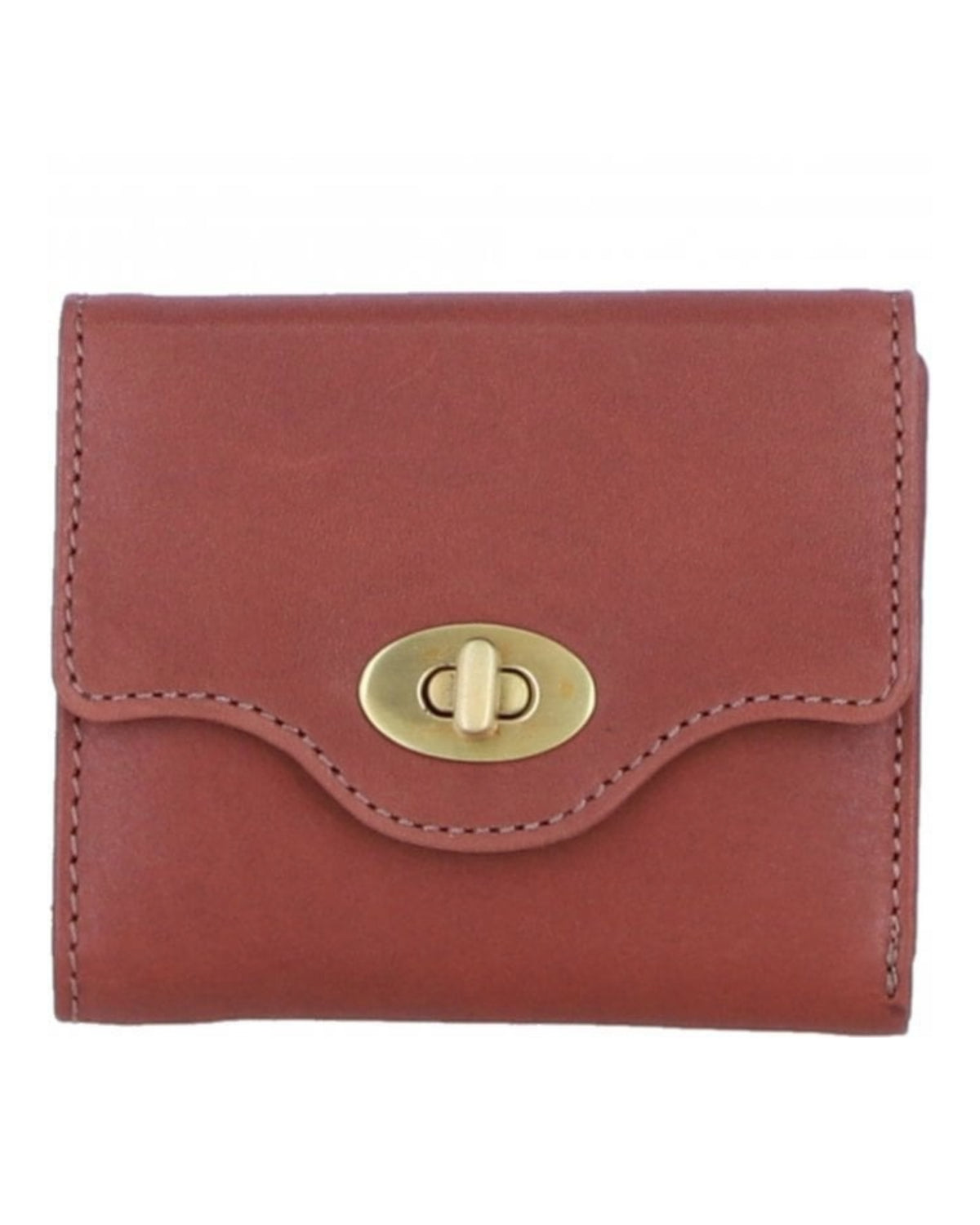 Genuine Leather Purse with Twist Lock in Tan: L-30