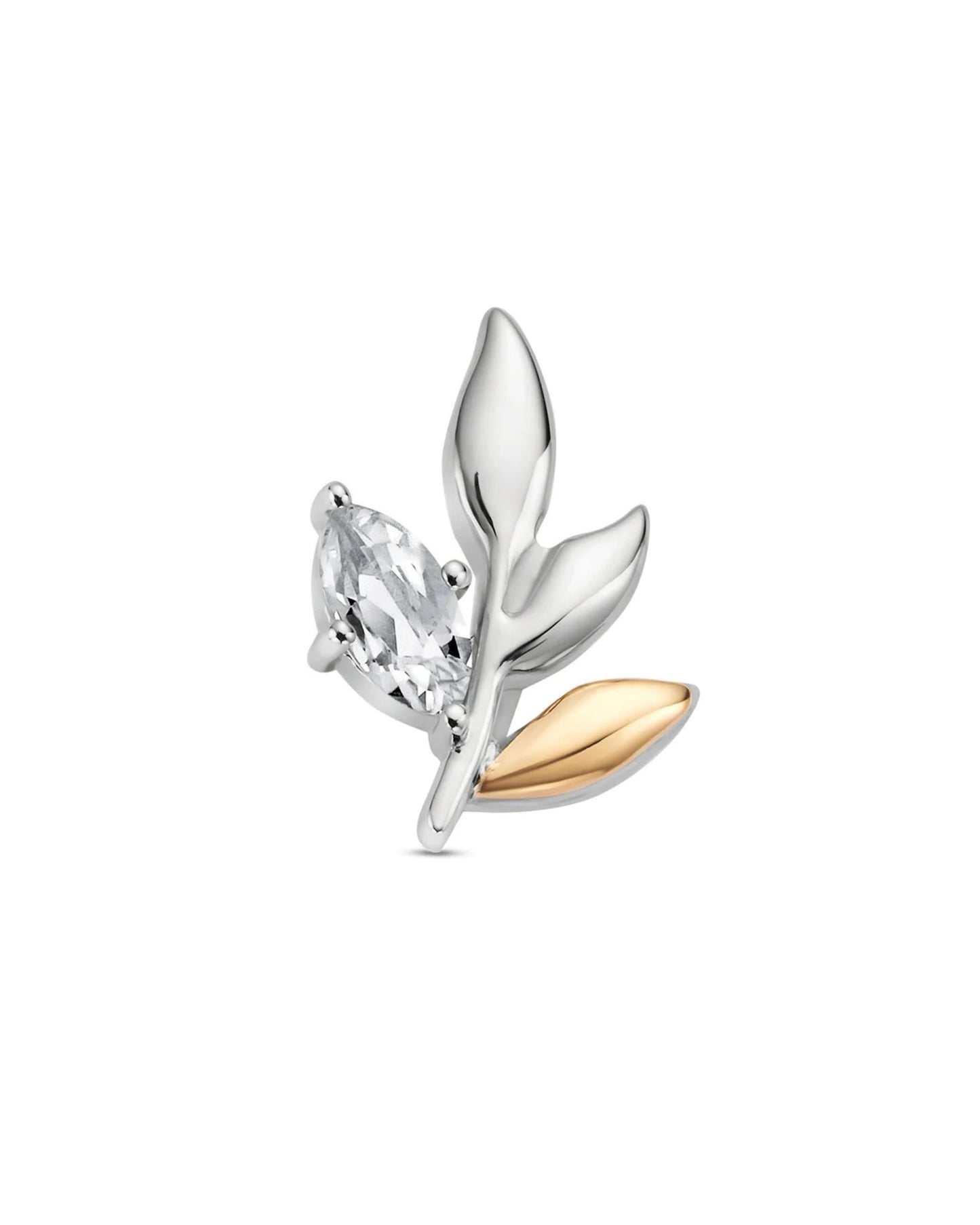 Royal Clogau Sterling Silver Leaf Stud Earrings with Topaz