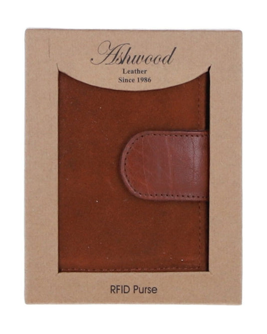 Suede & Leather RFID Protected Purse in Tan: S-50