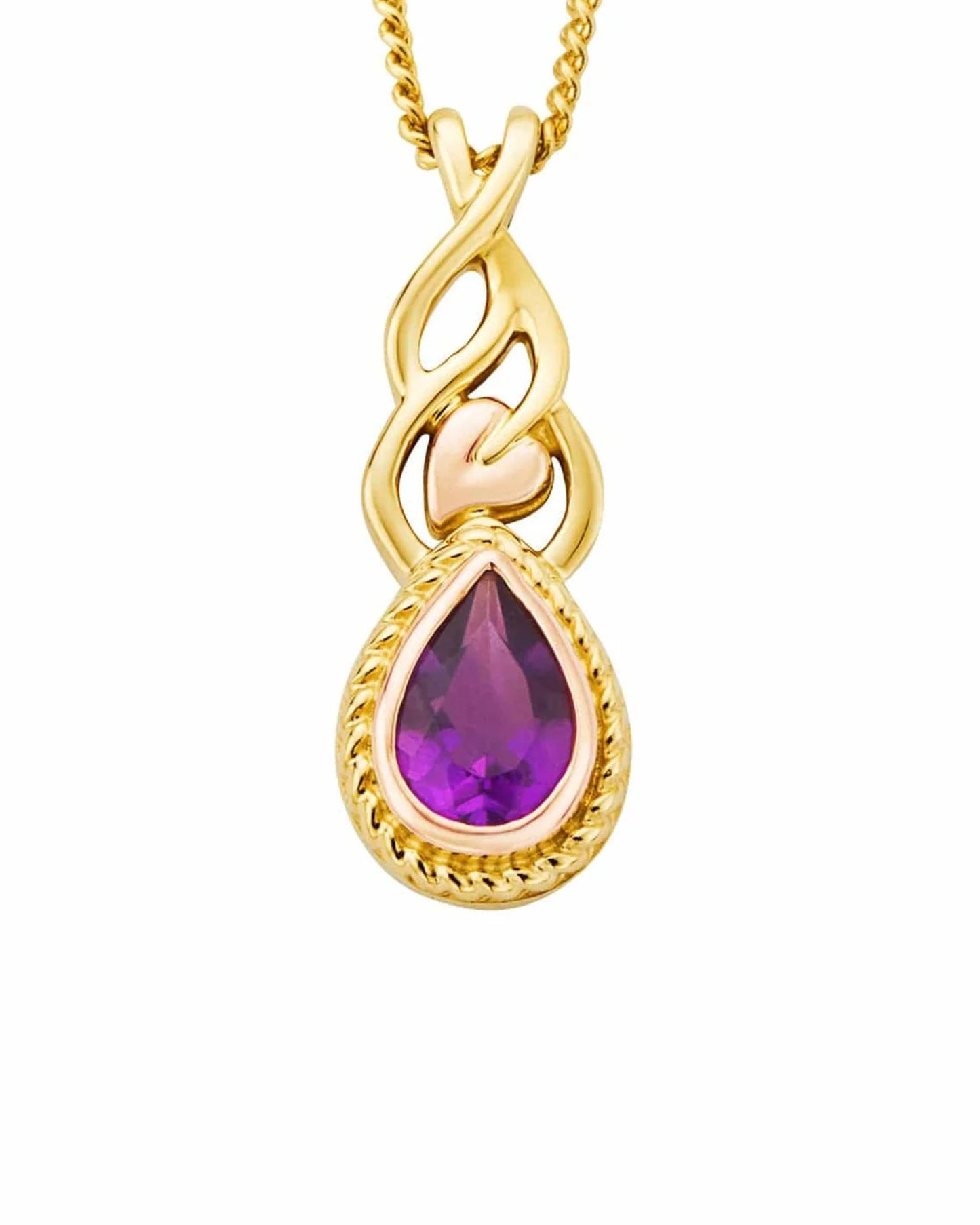 Royal Clogau 9ct Solid Gold Delphinium Pendant with Amethyst