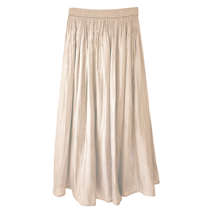 Shimmer Silk Pleat Skirt in Cream - Large