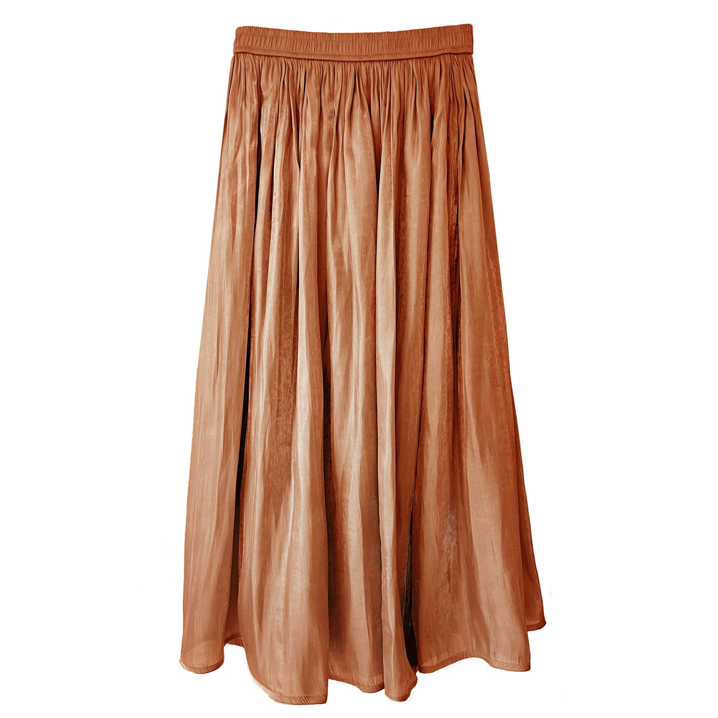 Shimmer Silk Pleat Skirt in Mocha - Large