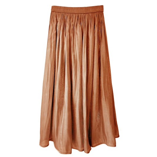 Shimmer Silk Pleat Skirt in Mocha - Large