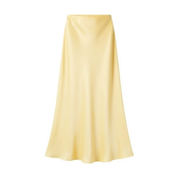 Satin slip skirt in butter yellow - Mediium
