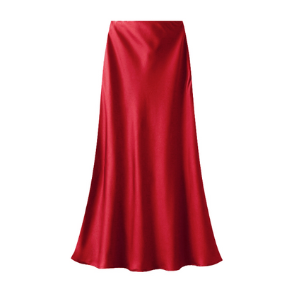 Satin slip skirt in red - Large