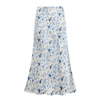 Satin slip skirt in toile de jouy - Small
