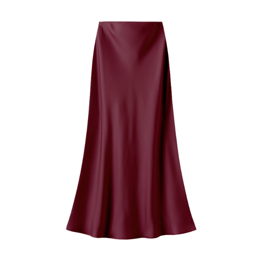 Satin slip skirt in wine - Medium