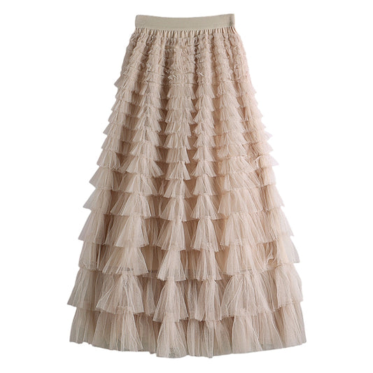 Tiered Ruffle Skirt in Latte - Medium
