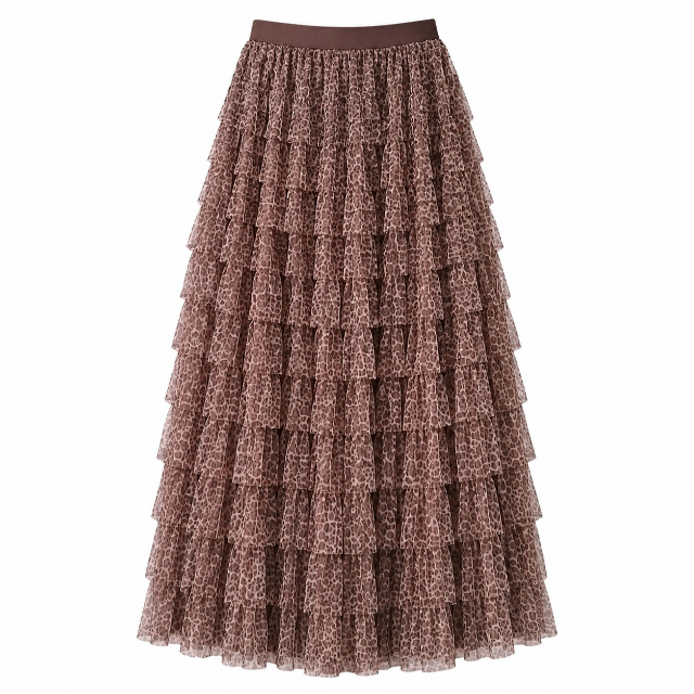 Tiered ruffle skirt in leopard print - Medium