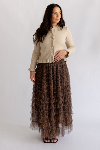 Tiered ruffle skirt in leopard print - Medium