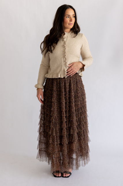 Tiered ruffle skirt in leopard print - Small