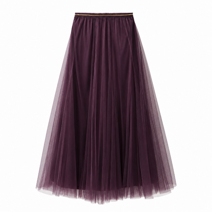 Tulle layer skirt in aubergine - Large