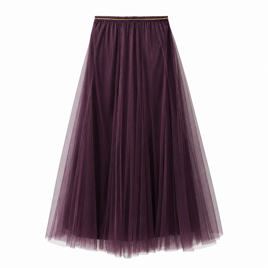 Tulle layer skirt in aubergine - Large