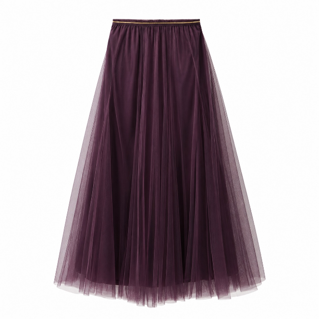 Tulle layer skirt in aubergine - Small