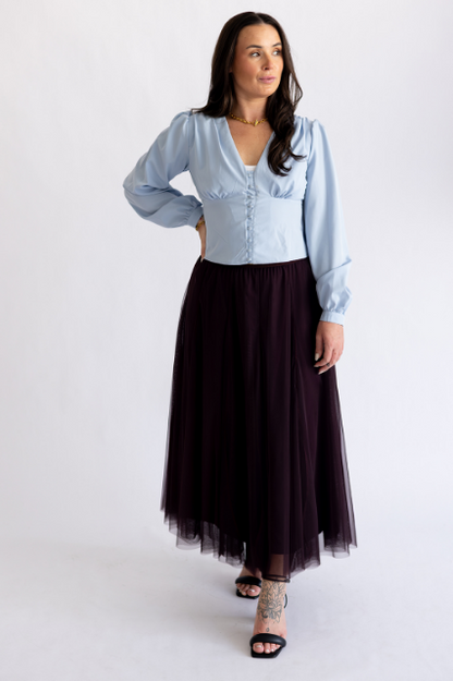 Tulle layer skirt in aubergine - Medium