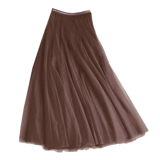 Tulle Layer Skirt in Bitter Chocolate - Large