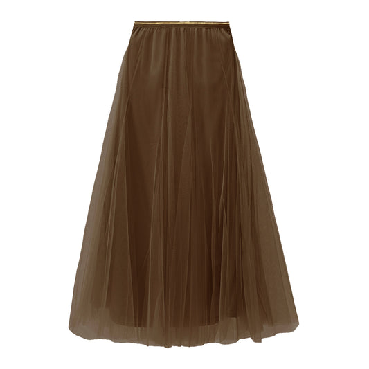 Tulle Layer Skirt in Bitter Chocolate - Medium