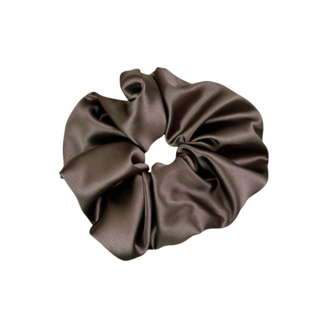 Extra large silky scrunchie in bitter chocolate