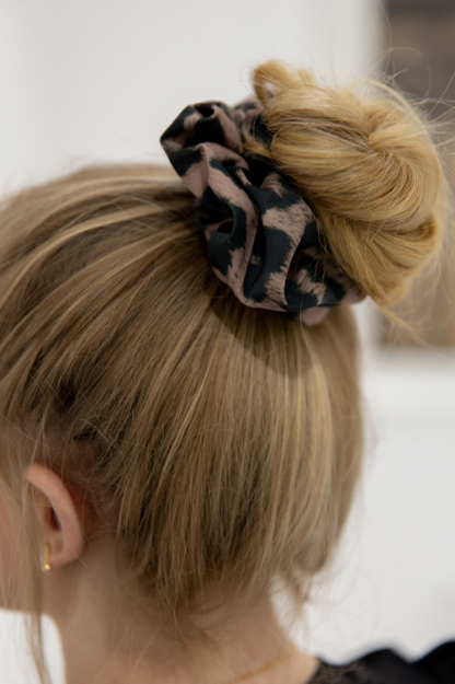 Extra large silky scrunchie in leopard print
