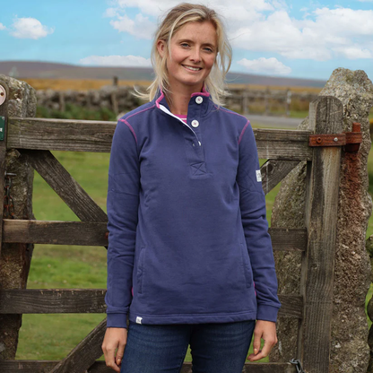 Button Neck Plain Sweatshirt