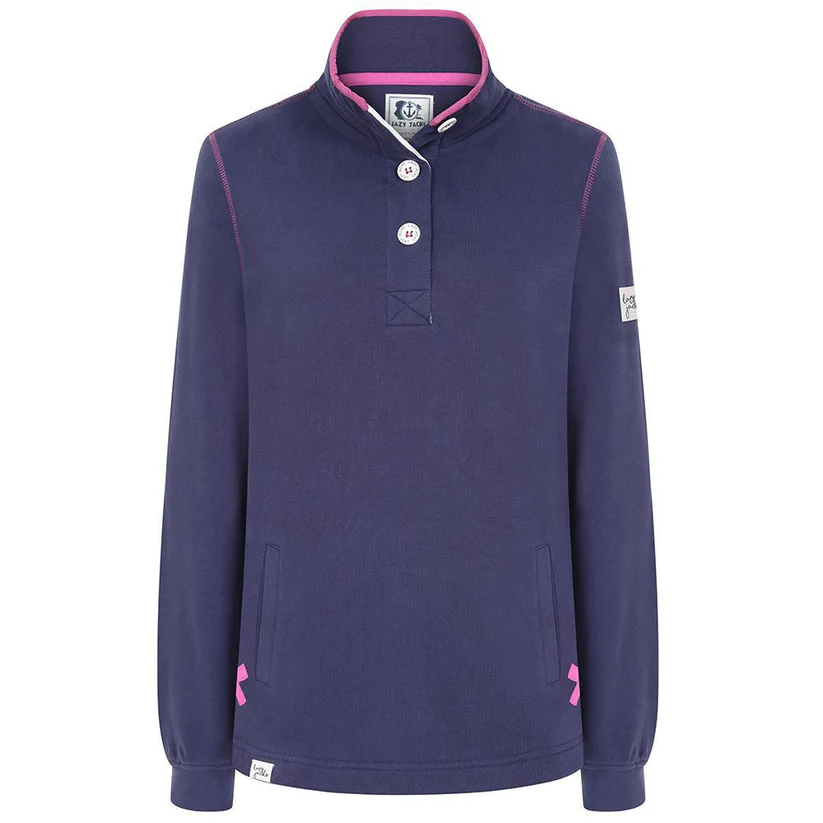 Button Neck Plain Sweatshirt