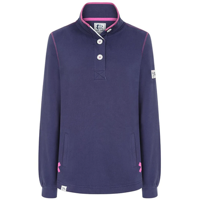 Button Neck Plain Sweatshirt