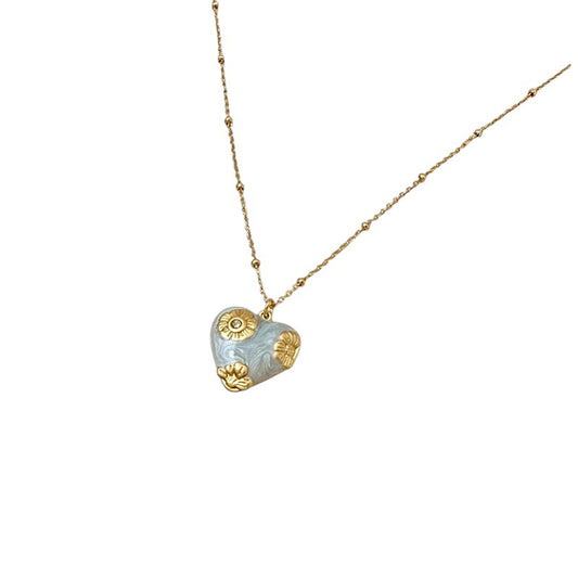 Flowered Heart Pendant Necklace