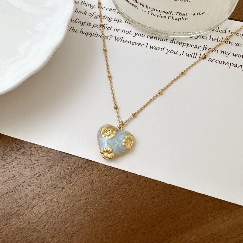 Flowered Heart Pendant Necklace