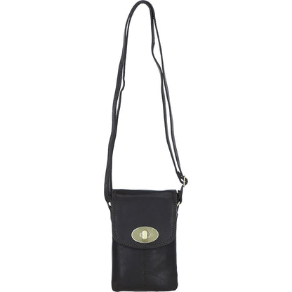 Leather Crossbody Smart Phone Bag - Brown