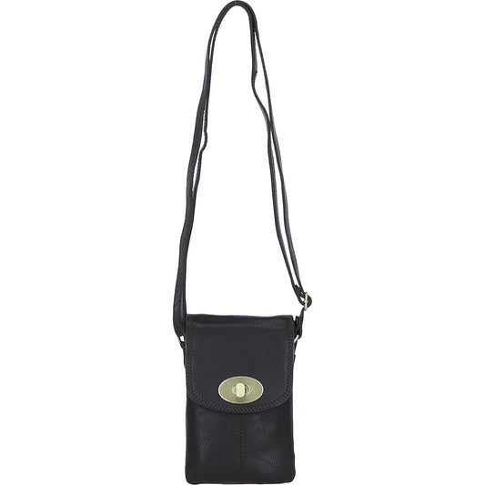 Leather Crossbody Smart Phone Bag - Brown